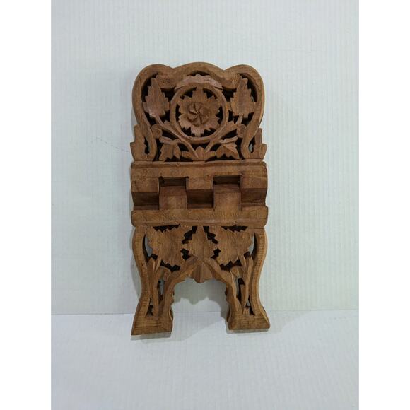 Vintage Hand Carved‎ Foldable Wooden Book Holder/Stand - Picture 2 of 12